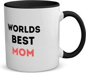 Akyol - worlds best mom koffiemok - theemok - zwart - Mama - de beste moeder - moeder cadeautjes - moederdag - verjaardagscadeau - verjaardag - cadeau - geschenk - kado - gift - moeder artikelen - 350 ML inhoud