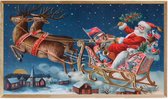 Kerst - Kerst Magie - Kerstman op slee - Vliegende rendieren - wintertafereel- Diamond Painting - 40x50 - Ronde steentjes