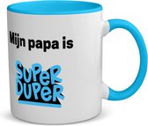 Akyol - mijn papa is super duper koffiemok - theemok - blauw - Vader - meest geweldige papa - vader cadeautjes - vaderdag - verjaardag - geschenk - kado - vader artikelen - 350 ML inhoud
