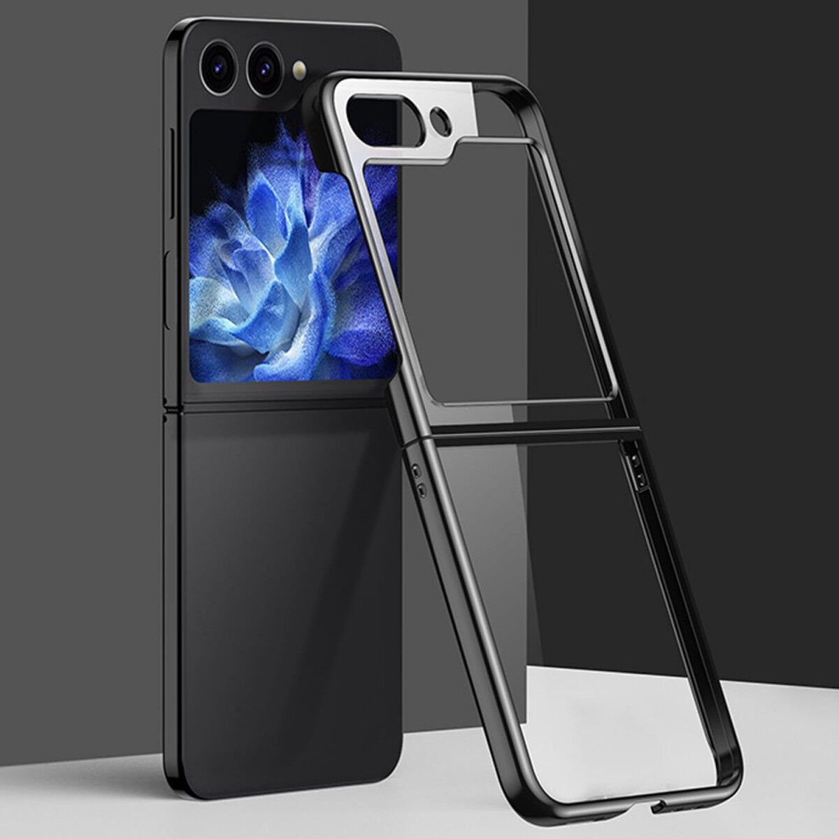 Hoesje Back Cover Geschikt voor Samsung Galaxy Z Flip 5 Zwart / Transparant