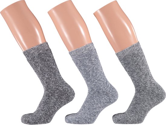 Apollo - Badstof sokken dames - Multi zwart - Maat 36/41 - 3-Pak - Warme sokken dames - Sokken dames - Sokken dames maat 39 42 - warme sokken dames