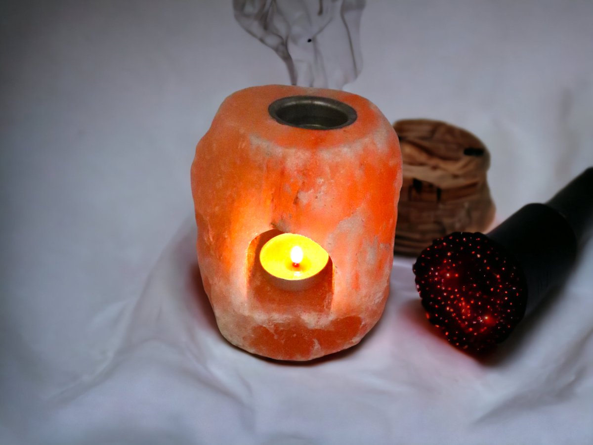 Luchtbevochtiger Aroma - Himalaya Zout Theelicht - Aroma Diffuser met Plate - Natural form