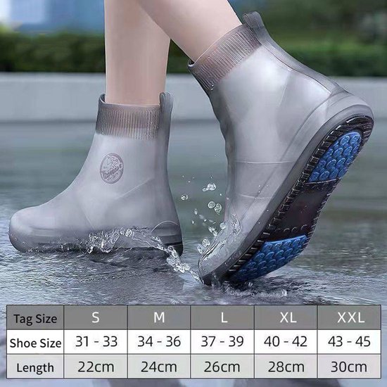Couvre-chaussures imperméable en Siliconen Bottes de pluie pour femmes hautes - Protection antidérapante pour Chaussures pour femmes Plein air - Taille XXL (43-45)