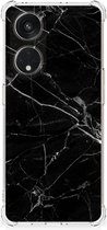 Smartphone hoesje OPPO A98 Mobiel Hoesje met transparante rand Marmer Zwart