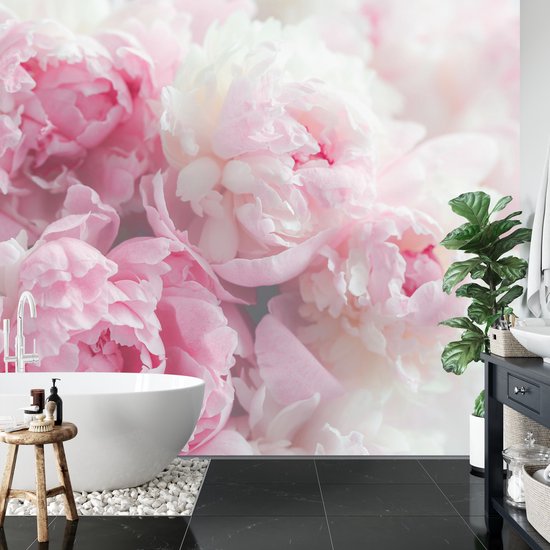 Papier peint photo X 280cm - Papier Peint - Blooming Peonies, Pink, beautiful on the wall, à vendre en 11 tailles, y compris la colle à papier peint