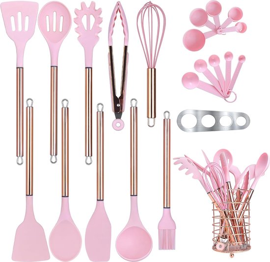 Ensemble D'ustensiles De Cuisine En Silicone Antiadhésif Spatule En Bois Et  Fouet à Oeufs