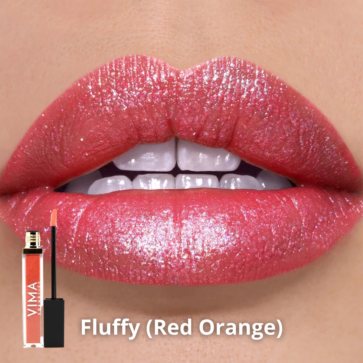 VIMA Lipgloss - Red Orange (Fluffy) - Hydraterend - Creamy - Volumegevende Lipgloss