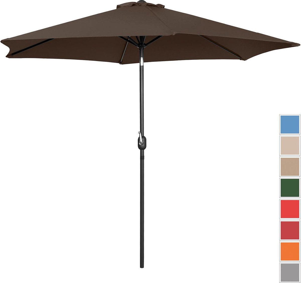 Uniprodo Parasol groot - bruin - zeshoekig - Ø 300 cm - kantelbaar