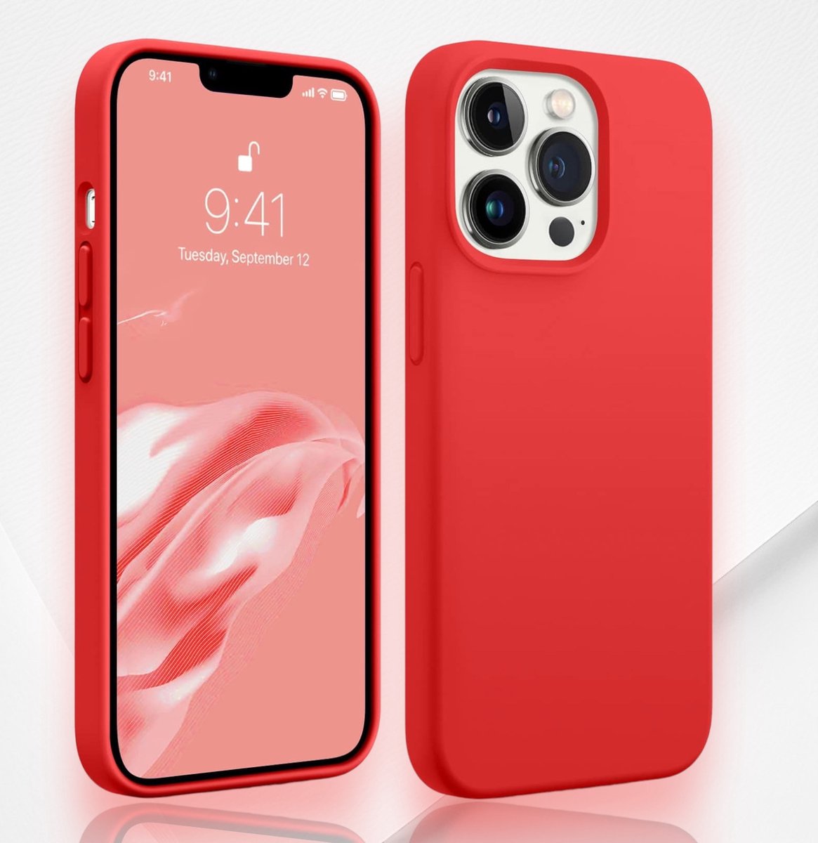 iPhone 13 Pro Hoesje Rood - Ultieme iPhone 13 Pro Rode Silicon Case - Protectieve MircoFiber Line Anti Kras - iPhone 13 Pro Maximaal Stevige Hoesje van Premium Kwaliteit.