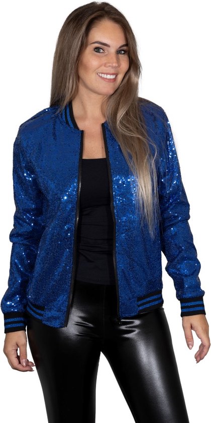 DaiHan Heren Sparkle glitter pailletten lange mouwen rits jas