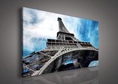 Canvas Schilderij - Eiffeltoren - Toren - Urban - City - Parijs - Inclusief Frame - 100x75cm (lxb)