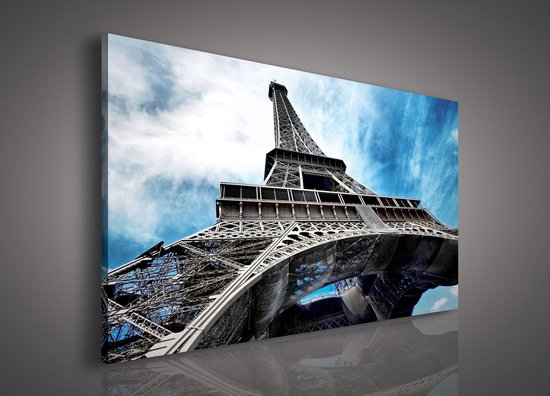Canvas Schilderij - Eiffeltoren - Toren - Urban - City - Parijs - Inclusief Frame - 100x75cm (lxb)