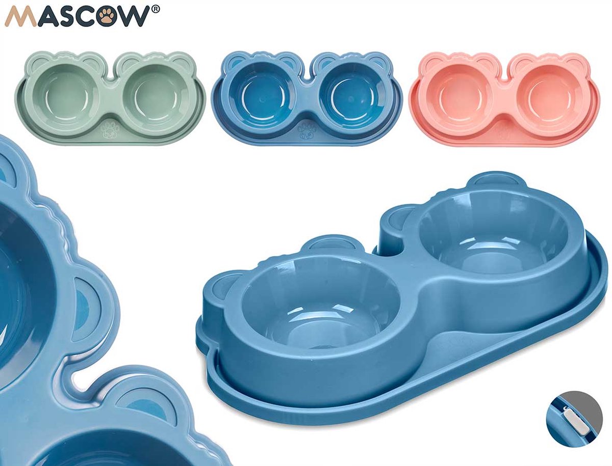 Mascow - Dubbele Voerbak - Voerbak voor Honden - Hondenvoerbak - Drinkbak Hond - Roze