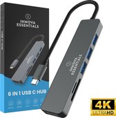 Innova USB C Hub 6 in 1 - USB splitter - USB Hub - USB C dock - USB 3.0 - 4K UHD HDMI - SD Card - Micro SD Card - Macbook - Windows - Universeel