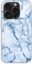 Case Company® - Hoesje geschikt voor iPhone 15 Pro hoesje - Blauw marmer - Soft Cover Telefoonhoesje - Bescherming aan alle Kanten en Schermrand