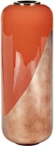 OZAIA Grote geëmailleerde metalen vaas - D. 30 x H. 82 cm - Terracotta en koperblad - PERLIN L 30 cm x H 81 cm x D 30 cm