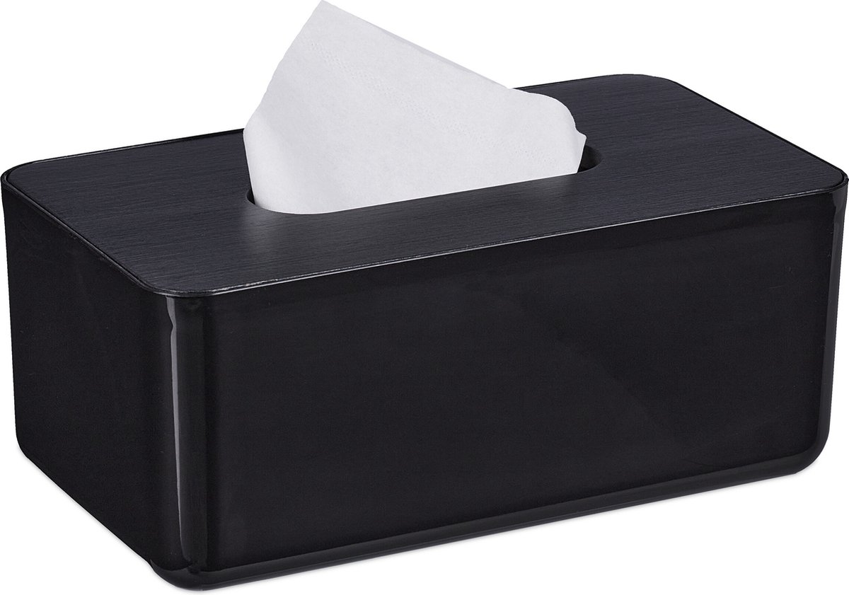 Relaxdays tissue box kunststof bamboe tissue doos wc modern