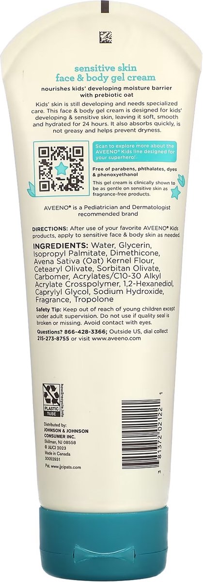 Aveeno Kids en Baby Face & Body Gel Cream - Zachte crème - Baby crème - 227g van Merkloos — afbeelding 2