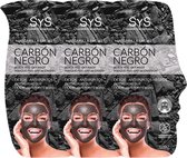 Sys Gezichtsmasker Black Charcoal - 100% Natuurlijk - Herstellend & Hydraterend - 3 stuks van 10ml