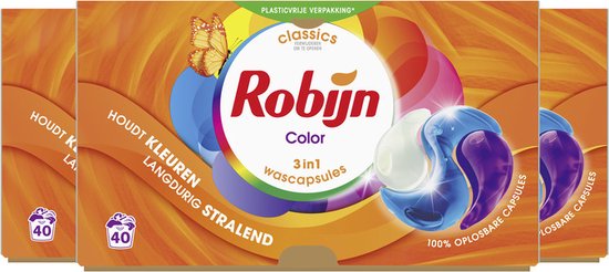 Robijn Classics Color 3-in-1 Wascapsules - 3 x 40 wasbeurten - Voordeelverpakking - Robijn