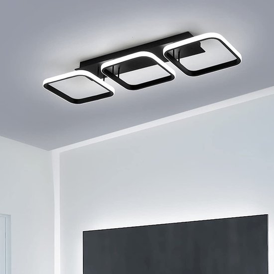 LuxiLamps - Moderne Plafondlamp - Vierkant LED - Kroonluchter - Gangpad Lamp - Verlichting - 52 cm - Zwart - Plafonniére - 22W