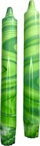Kaarsen - Tafelkaarsen - Dinerkaarsen - Marmer - Dip-dye - Groen tinten - Set van 2 stuks - Cadeau