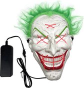 Masque de clown fou avec lumières - Accessoires Halloween - Horreur - Carnaval - Pour adultes et enfants