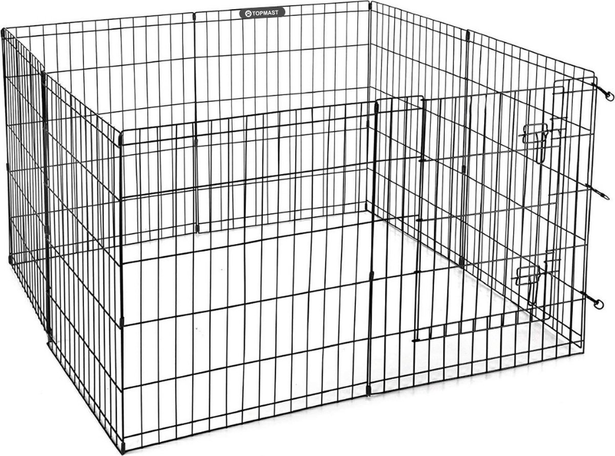 Puppyren Hondenren Metaal Zwart Uitvouwbaar L - 560 cm Omtrek 76 cm Hoog - Hele Deur