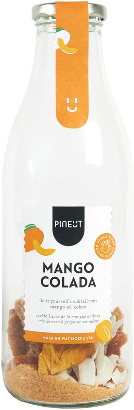 Foto: Pineut cocktail kruiden mango colada cocktail set kokos mango pina colada alternatief diy pakket origineel cadeau zomers drankje fris gezellig genieten