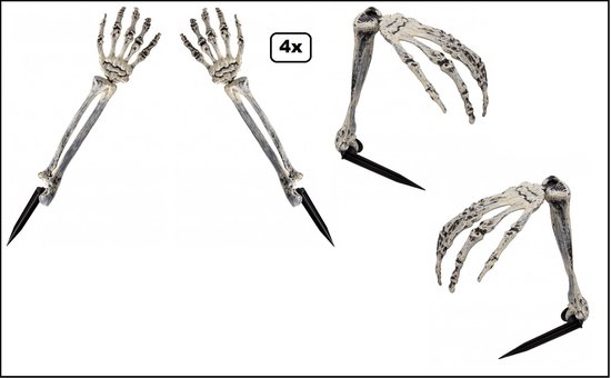 4x Bras squelette sur brochette - Halloween Horreur horreur Halloween  effrayant