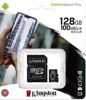 Geheugenkaarten Micro SD 128 GB ORIGINAL + SD kaart Adapter (HD video- 80MB/S/R) Kingston Micro SD kaart Canvas