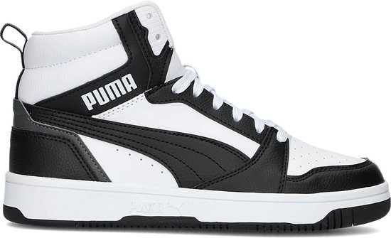 PUMA Puma Rebound V6 Mid Jr Unisex Sneakers - PUMA White-PUMA Black-Shadow Gray - Maat 39