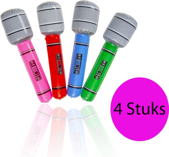 Foto: Opblaasbare microfoon 4 stuks carnaval feestartikel muziekinstrument verkleed accessoires 25 cm