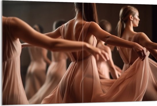Acrylglas - Elegante Vrouwen in Jurken aan het Dansen - 120x80 cm Foto op Acrylglas (Wanddecoratie op Acrylaat)