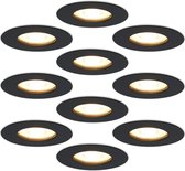 HOFTRONIC - Voordeelverpakking 10x Bari LED Inbouwspots zwart - IP65 Badkamer, Woonkamer en buiten - GU10 4,5 400 Lumen - 2700K Warm wit - Plafondspotjes