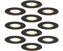 HOFTRONIC - Voordeelverpakking 10x Bari LED Inbouwspots zwart - IP65 Badkamer, Woonkamer en buiten - GU10 4,5 400 Lumen - 2700K Warm wit - Plafondspotjes