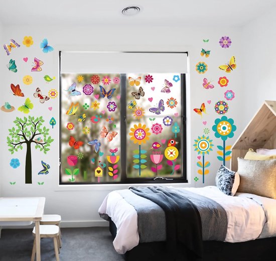 HaoFuJi Raamstickers, bloemen, raamdecoratie, planten, raamdecoratie