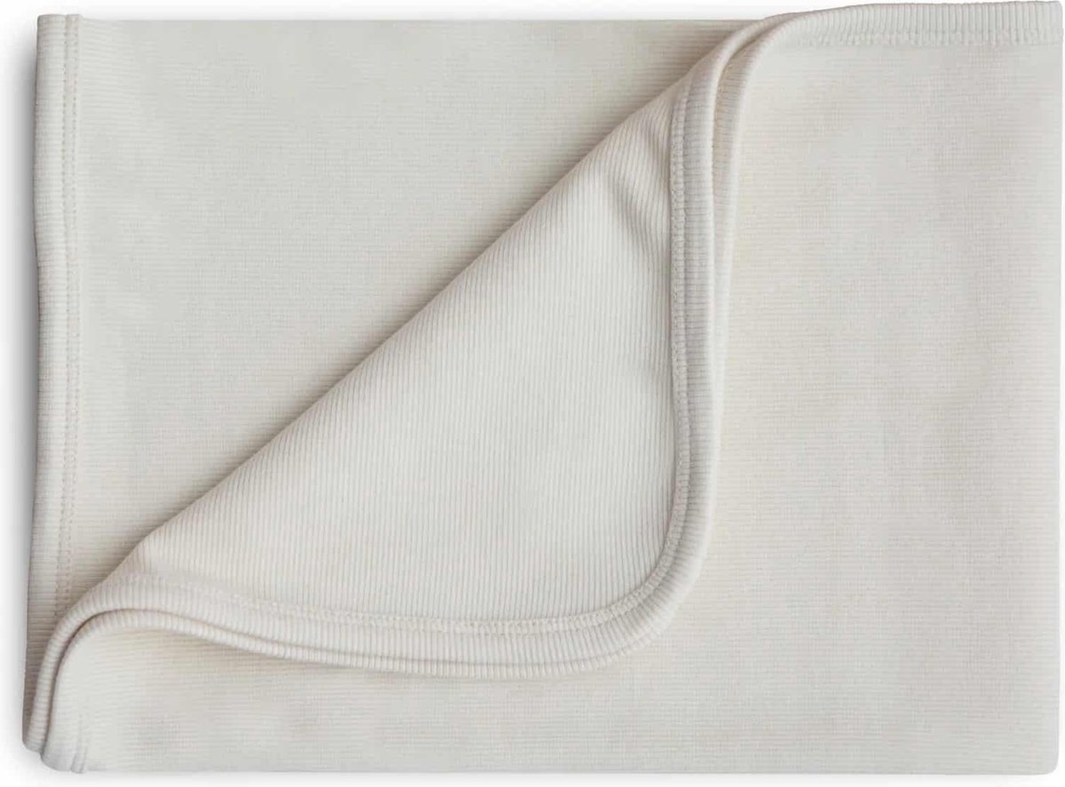 Mushie Wiegdeken Ribbed Baby Blanket - Ivory