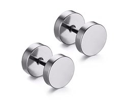 Plux Fashion Studs Oorbellen - Zilver - 8mm - Stainless Steel - Heren - Dames - Sieraden - Zilvere Oorbellen - Studs Oorbellen - Oorbel - HipHop Oorbellen - Sieraden Cadeau - Luxe Style - Duurzame Kwaliteit - Halloween - Oktoberfeest