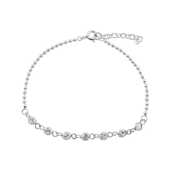 Armband dames zilver | Zilveren armband met bolletjes en kristallen