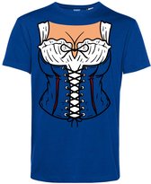 T-shirt Dirndl Boezem | Oktoberfest dames heren | Lederhosen man | Foute party | Blauw | maat XL