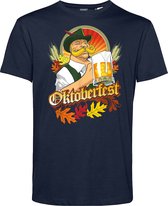 T-shirt Man Oktoberfest | Oktoberfest dames heren | Lederhosen man | Foute party | Navy | maat M