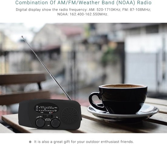 Noodradio met Zonnepaneel, Handslinger & Powerbank – Altijd Voorbereid - Urban Survival Noodradio met Zonnepaneel, Handslinger & Powerbank – Altijd Voorbereid - Urban Survival