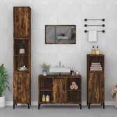The Living Store Badkaast Gerookt Eiken - Wastafelkast 80x33x60 cm - Duurzaam bewerkt hout - Voldoende opbergruimte