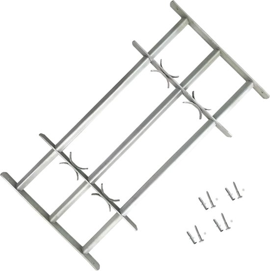 The Living Store Raambeveiliging verstelbaar met 3 dwarsstangen 500-650 mm - Raam