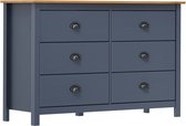 The Living Store Hill Dressoir - Grenenhout - 125 x 40 x 80 cm - 6 lades