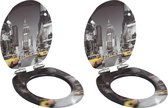 The Living Store Toiletbril New York - MDF - 42.5 x 35.8 cm - Soft-close - Chroom-zinklegering-scharnieren