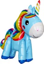 Eenhoorn Verjaardag Versiering 3D Unicorn Ballon Decoratie Feest Versiering Met Rietje Blauw 55 CM – 1 Stuk
