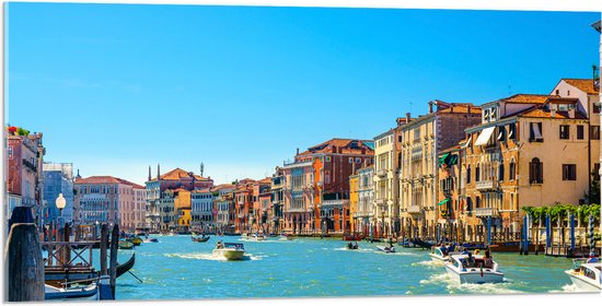 Acrylglas - Wateren van Venetië bij Gekleurde Huisjes - 100x50 cm Foto op Acrylglas (Wanddecoratie op Acrylaat)