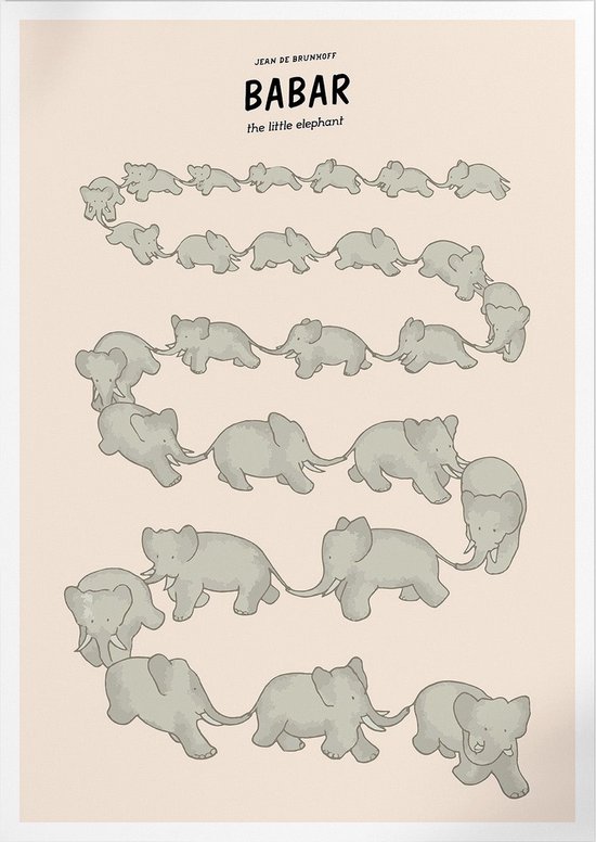 Babar's March Of The Elephants (Babar de Olifant) | Poster | A3: 30 x 40 cm